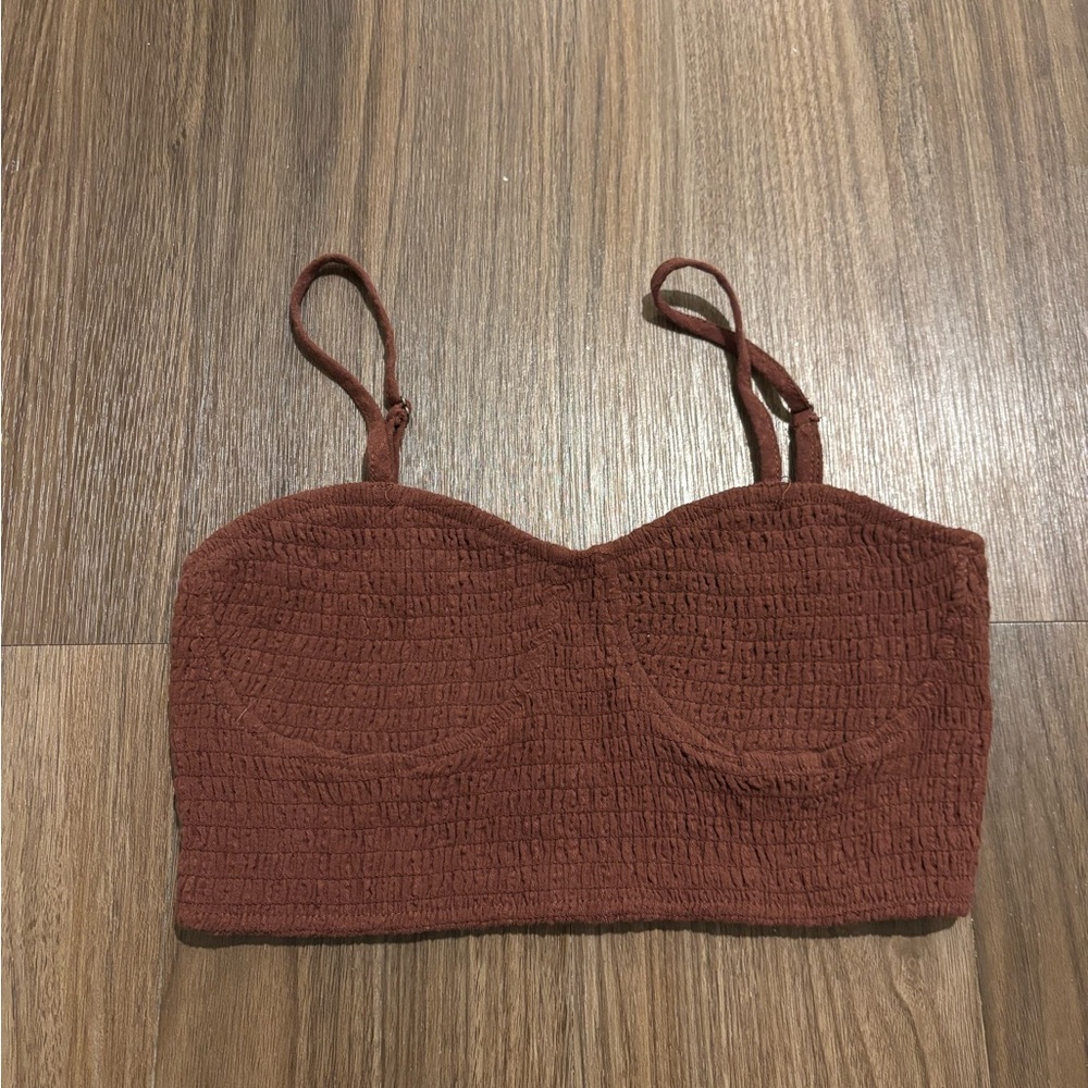 Kendall & Kylie Rust Textured Crop Top